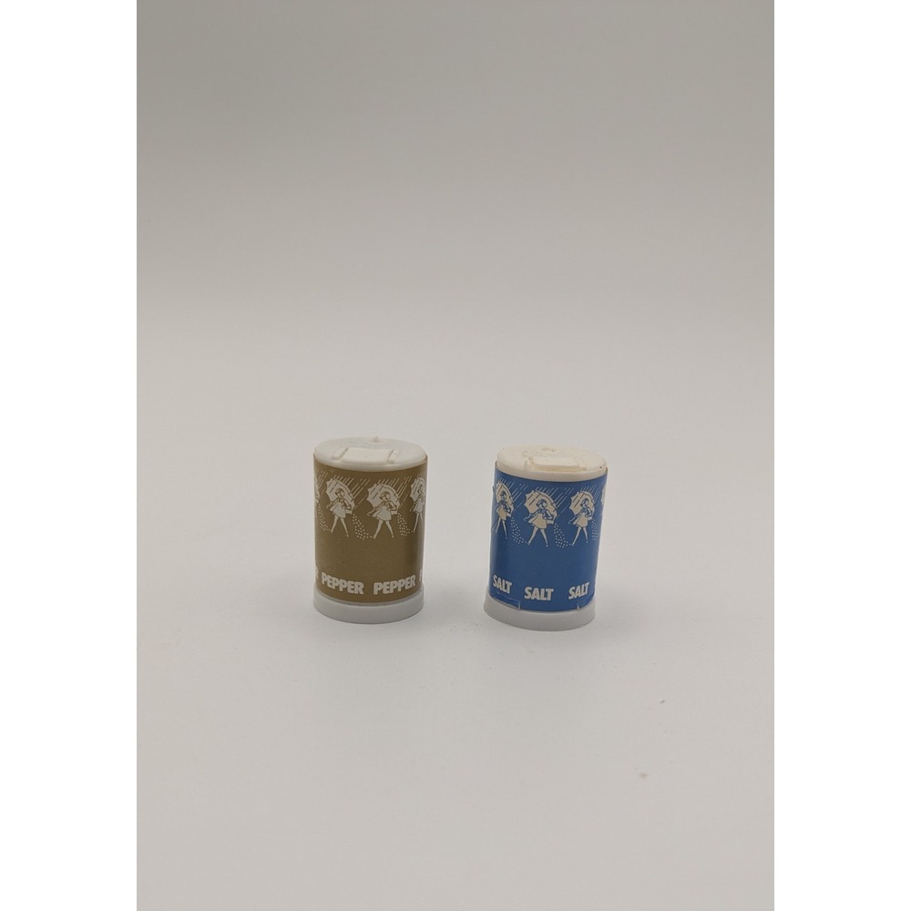 Morton Vtg Salt‎ Pepper Shakers Umbrella Girl Blue Gold Miniature Set New 1.25"